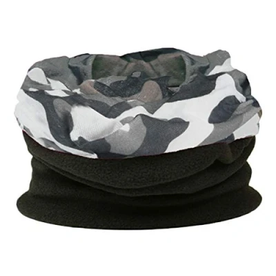 Image of Multifunctional snood for men. Scarf, hat, neck warmer, hood, balaclava with fleece section (Camouflage urban grey)