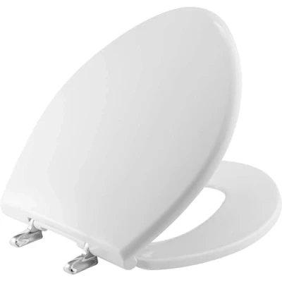 Image of Bemis 1000CP000 Plastic Paramount Elongated Toilet Seat Chrome Hinges, White