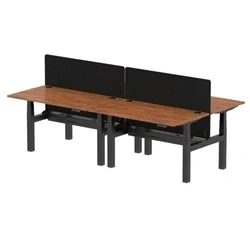 Image of Air B2B 1400x800mm Adjustable 4P Bench Desk CP Walnut/Black + Screen