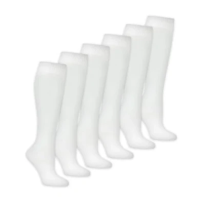 Image of Bahob® 6 Pairs Kids Girls Plain Knee High Socks Back to School Cotton Rich 2 15 Years (14 Years, White)