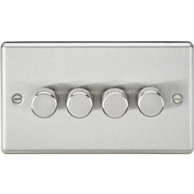 Image of KnightsBridge 4G 2 way 10 200W (5 150W LED) trailing Edge dimmer Rounded Brushed Chrome