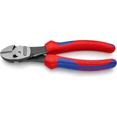 Image of Knipex TwinForce® High Performance Diagonal Cutters with opening spring black atramentized, multi component grips 180 mm 73 72 F