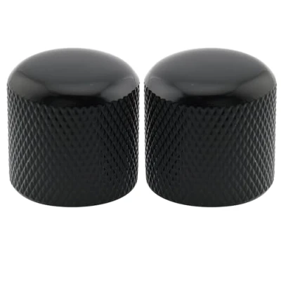 Image of Musiclily Pro Inch Fine 24 Splines Steel Dome Knobs Push on Control Knob 19mm for USA Electric Guitar or Bass, Black (Set of 2)