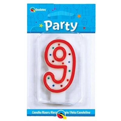 Image of Qualatex Candle Age 9, 9th Birthday Candle, Cake 9 Ninth 26833, Multi Colour