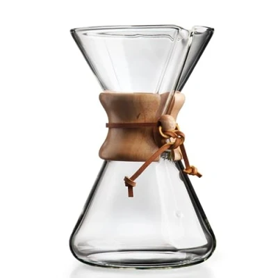 Image of Chemex Pour Over Glass Coffeemaker Hand Blown Series 8 Cup