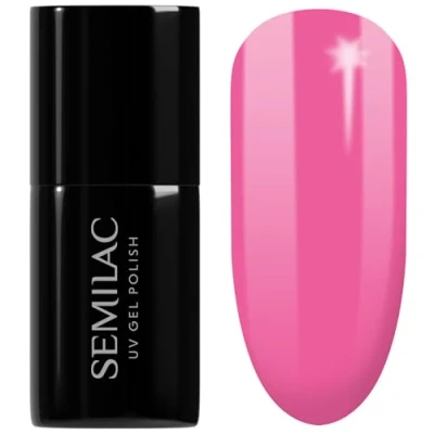Image of SEMILAC 277 Light Fuchsia Gel Nail Polish. 100% Odourless, Long Lasting &amp; Easy To Apply. UV/LED Varnish For Manicure Pedicure At Home Or Salon 7ml
