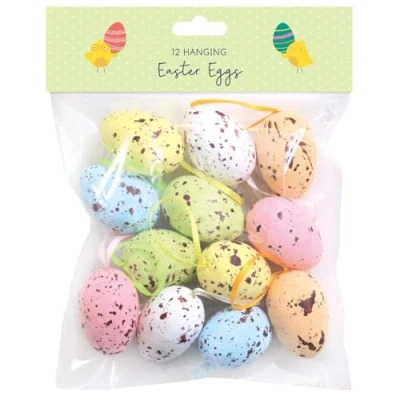 Image of Tallon Decorative Assorted Hanging Easter Eggs Seasonal Decorations 12 Pack