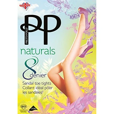 Image of Pretty Polly Women&#039;s Naturals 8D Sandal Toe Tights, Beige (Slightly Sunkissed), X Large