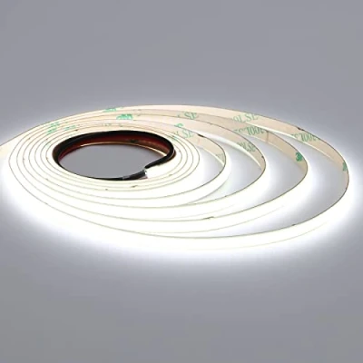 Image of TOPAI 12V Thin 5mm COB LED Strip Light 6000K Cool White 5M Bright 3000Lm CRI&gt;90 Uniform Dotless 400LEDs/M Adhesive Flexible Cuttable Tape for DIY, Bedroom, Under Cabinet Lighting