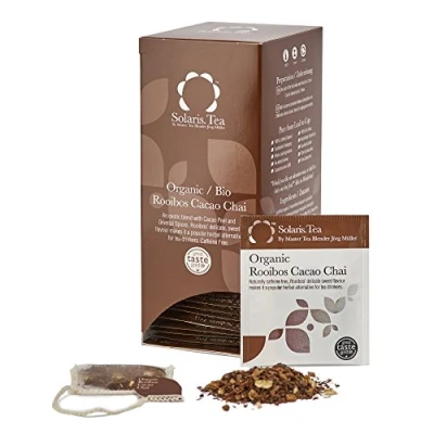 Image of Solaris Tea Organic Rooibos Cacao Chai 100% Whole Leaf Certified Vegan 40x Biodegradable Stitched Teabags, (1 x 80 g),1010650001