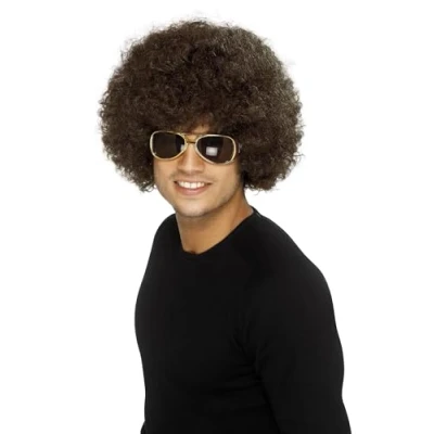 Image of Smiffys 70&#039;s Funky Afro Wig Brown(Size: One size)