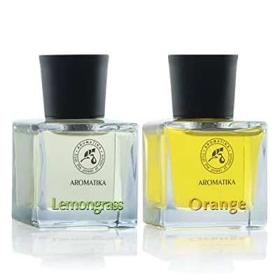 Image of Orange &amp; Lemongrass Diffuser Set with Natural Essential Oils 100ml 2 x 50ml Fragrance Oil Reed Rattan Sticks Room Freshener Fruit