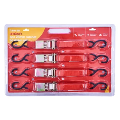 Image of Amtech S0751 4 Piece 450cm Ratchet tie down set
