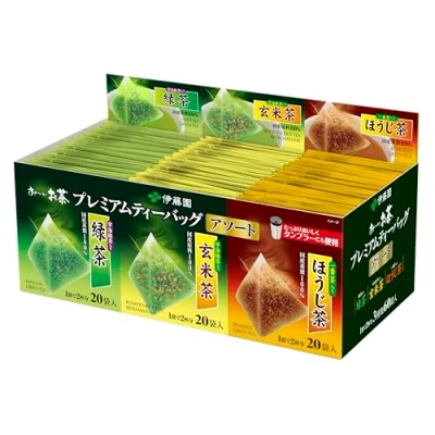 Image of Itoen Premium Tea Bag Set 60 packs : Ryokucha (Sencha Green tea), Houjicha, Genmaicha per 20 bags