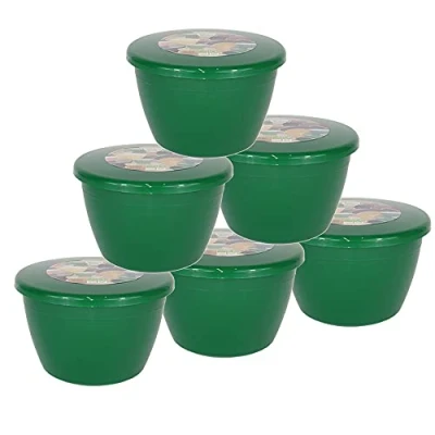 Image of Just Pudding Basins 6 Pack of 1 Pint Plastic Medium Sized Emerald Green Food Safe Steaming Bowls