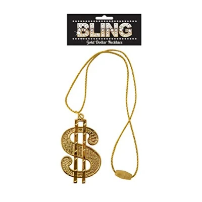 Image of DOLLAR MEDALLION BLING ALI G GANGSTER PIMP RAPPER FANCY DRESS FUN ACCESSORY#Gold