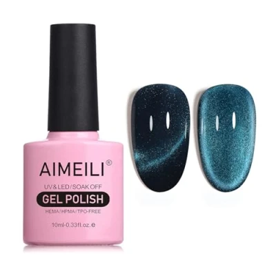 Image of AIMEILI Magnetic Gel Nail Polish Cat Magnet Eye Polish, UV LED Soak Off Glitter Varnish Art Manicure Pedicure, Long Lasting &amp; Easy to Apply 10ml 763