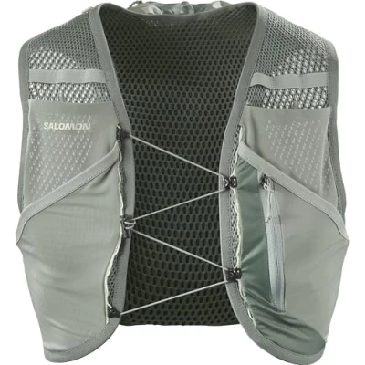 Image of Salomon Active Skin 8 Compatible with Flasks Unisex Running Hydration Vest Hiking Trail , Precision Fit, 8L and Optimized Storage, Green, XL