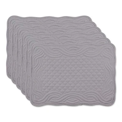 Image of DII Quilted Farmhouse Collection Tabletop, Placemat Set, Gray, 6 Piece