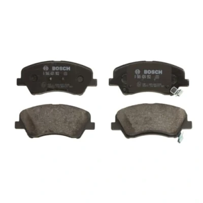 Image of 58101H8A50 Brake pad set BOSCH 0 986 424 952 Low Metallic with acoustic wear warning anti squeak plate, mounting manual KIA: Rio 4