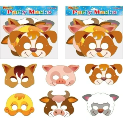 Image of MustBeBonkers Cardboard Face Masks (Farm, 36)