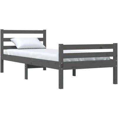 Image of vidaXL Bed Frame without Mattress Grey Solid Wood 100x200 cm