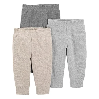 Image of Simple Joys by Carter&#039;s Baby 3 Pack Thermal Pants, Beige/Dark Grey/Grey, 0 Months (Pack of 3)
