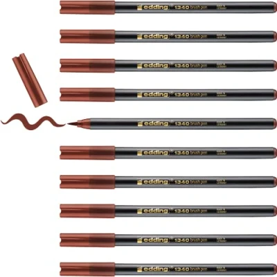 Image of edding 1340 Brushpen Brush Tipped Fibrepen Wallet of 10