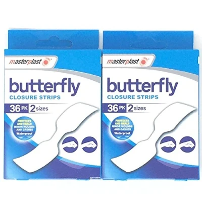 Image of Masterplast Butterfly Closure Strips, Waterproof Plasters 2 pack 72 in total