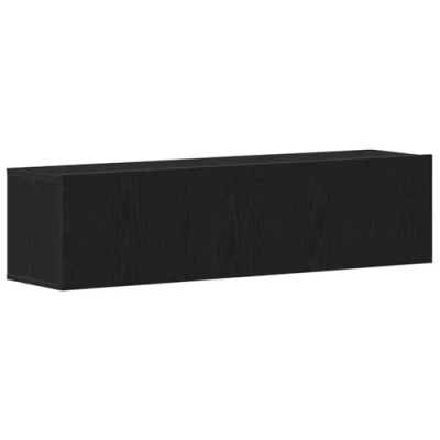 Image of vidaXL TV Cabinet Media Stand Black Oak 120x30x30.5 cm Engineered Wood Console with Storage, Wall Mountable for Living Room/Office