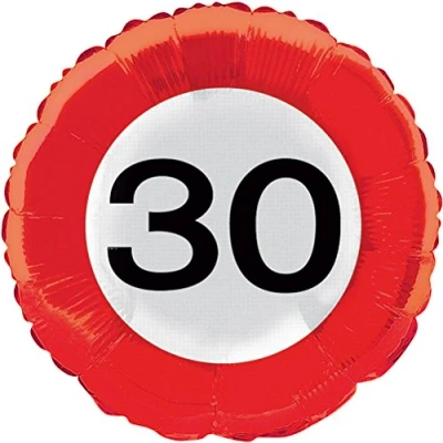 Image of Folat 30th Birthday Traffic Sign Foil Balloon 46 cm