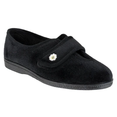 Image of Mirak Andrea Womens Black Easy Fasten Slipper Size 5 UK