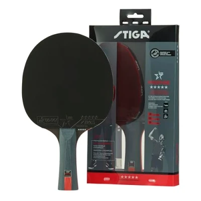 Image of STIGA Prestige 5 Star Table Tennis Racket Professional High Speed Ping Pong Paddle with ITTF Approved Rubber, 2.0mm Sponge, and WRB Technology Comfortable Grip