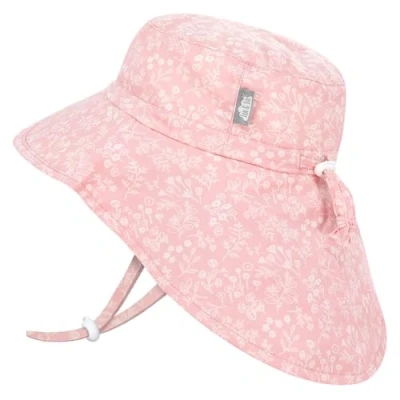 Image of JAN &amp; JUL Girls&#039; Cotton Sun Hat with Neck Flap, Beach Wide Brim for Babies (S: 0 6 Months, Pink Prairie)