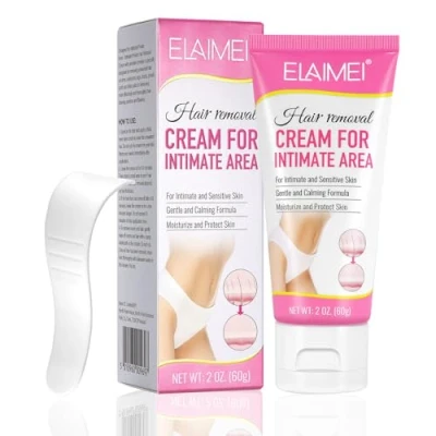 Image of Hair Removal Cream 60g for Genitals, Painless Remover Sensitive Skin, Pubic, Body, Private Areas and Underarms Women Men