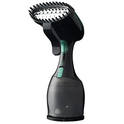 Image of Salter SAL0932 Portable Clothes Steamer, Handheld Garment and Upholstery Crease Remover, Great for Steaming, Refreshing Sanitising Fabric Types, 1500 W, Black Green
