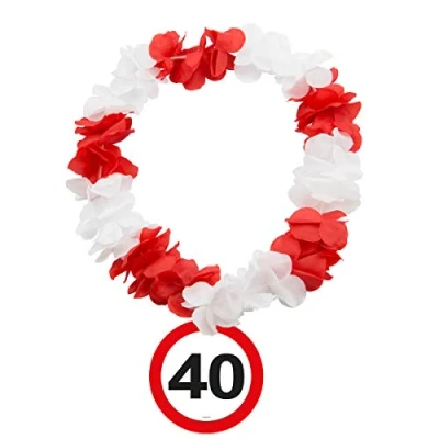 Image of Folat 63523 Hawaiian Necklace, Red/White, Pack of 1