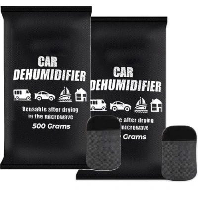 Image of Almineez 2 x 500g Reusable Silica Gel Car Dehumidifier Damp Moisture Absorber, Dry Air Automotive Dehumidifier, For Preventing Mould Fog Rust Mildew Condensation Home Caravan Wardrobe