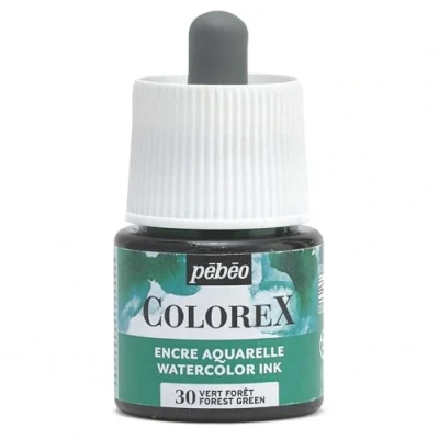 Image of Pébéo Colorex Ink 45 ml Forest Green Watercolour Pebeo Velvety Finish Multi Tool Drawing for All Media