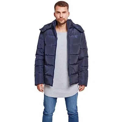 Image of Urban Classics Hooded Puffer Jacket Winter jacket, Men&#039;s, Size: Small, Navy