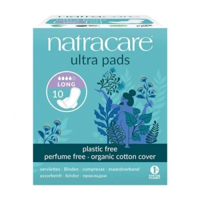 Image of Natracare Organic Cotton Ultra Pads 10 Long Flow