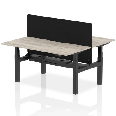 Image of Air B2B 1600x800 Adjustable 2P Bench Desk Scallop Gry Oak/Black/Screen