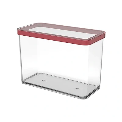 Image of Rotho, Loft, rectangular storage box 2.1l with lid and seal, Plastic (PP) BPA transparent/red, 2,1l (20,0 x 10,0 14,2 cm)
