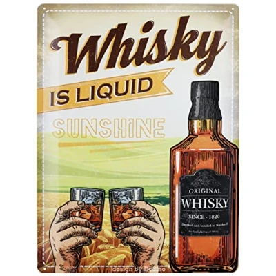 Image of DODINO 30 x 40 cm Retro Tin Signs, Whisky, Wall Sign, Decoration, Decorative Metal Sign for All Bar Counter or Pub Owners