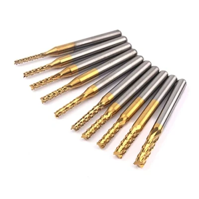 Image of CBRIGHT 10pcs End Mills CNC Router Bits, 1/8&quot; Shank Cutting Milling Tool Engraving Cutter Mill, 1.5 3.175mm Titanium Coat Bits
