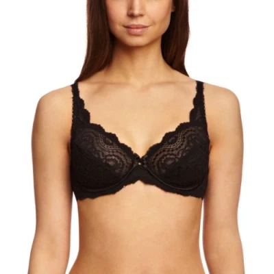 Image of Playtex Bra with Wire Flower Lace Black Manufacturer Sizes: 32B