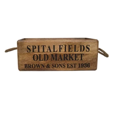 Image of Old Spitalfields Market Wooden Storage Box Vintage Style Crate