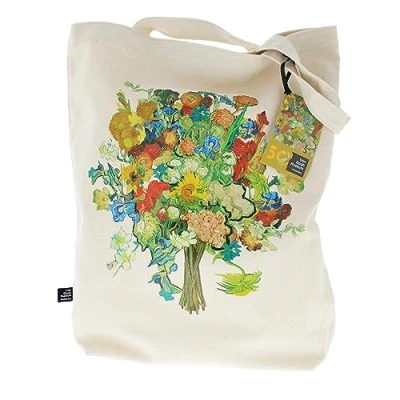 Image of Blueprint Collections Van Gogh Tote Bag Reusable Shopping Beach Canvas Grocery Bags Foldable Large