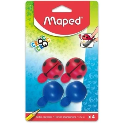 Image of Maped Set of 4 Easy Ladybird and Whale Croc Sharpeners Pencil Sharpener Tank 1 Hole for Standard Pencils to Open Children Years Above