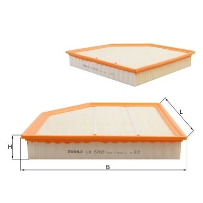 Image of 13719468656 Air Filter MAHLE ORIGINAL LX 5783 42mm 263mm 246,6mm Insert